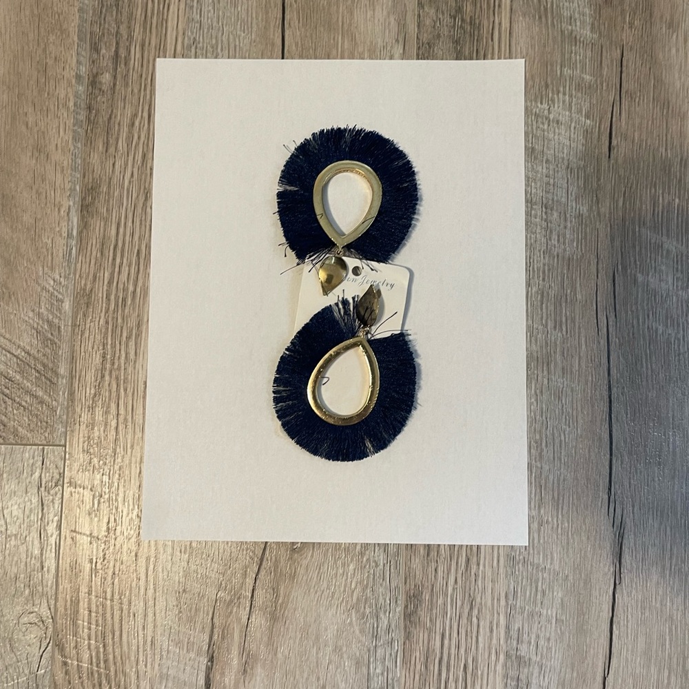 Blue fringed earrings